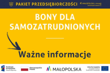 Małopolska Tarcza Antykryzysowa: 16 mln zł na bony dla samozatrudnionych w ramach pakietu przedsiębiorczości
